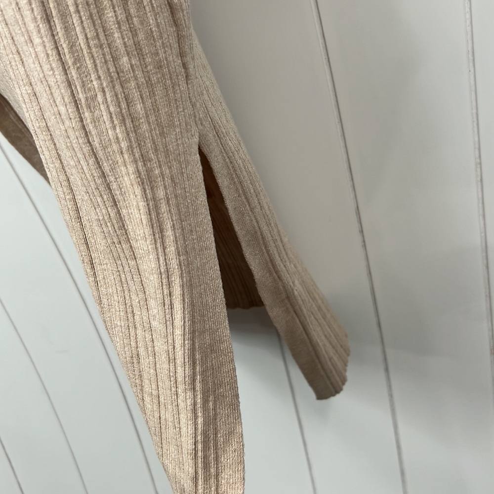 🆕Hem & Thread Ribbed Dress Longline Duster Cardigan Sweater Dress Khaki Color - Picture 7 of 9